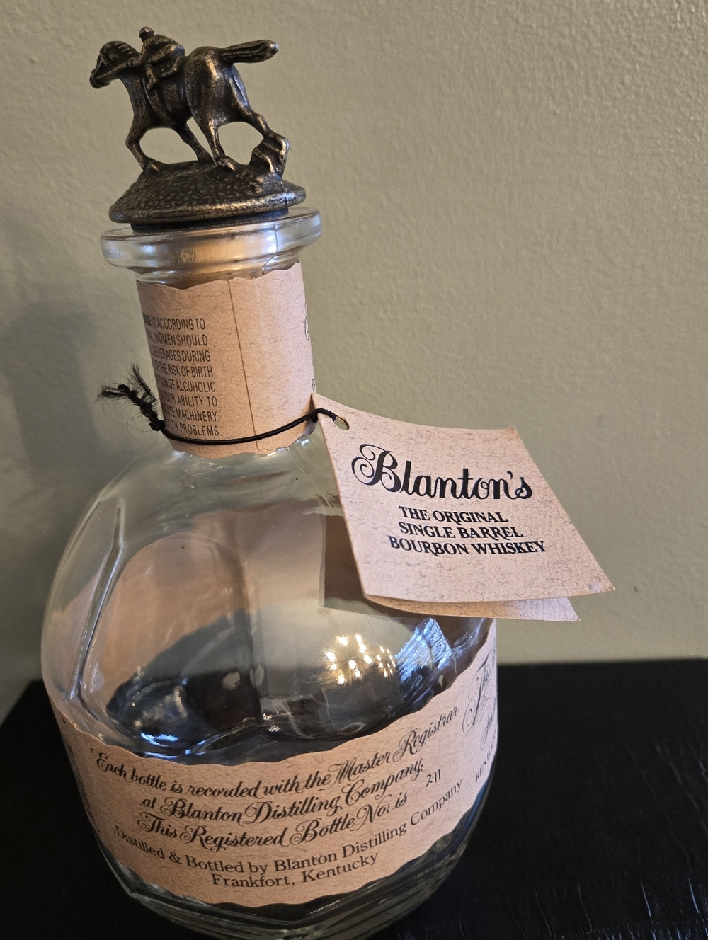 Blanton's Bourbon Bottle (EMPTY) - Bar Decor Man Cave - Picture 4 of 4